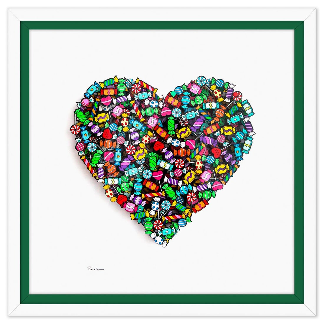 Patricia Govezensky- 3D Multilayered Woodcut "Love is Sweet": Artist: Patricia Govezensky. Medium: 3D Multilayered Woodcut. Title: Love is Sweet. Size: 12" x 12". Measures approx. 20" x 20" (framed). Signature: Hand Signed by the artist. Certificate of Authentic
