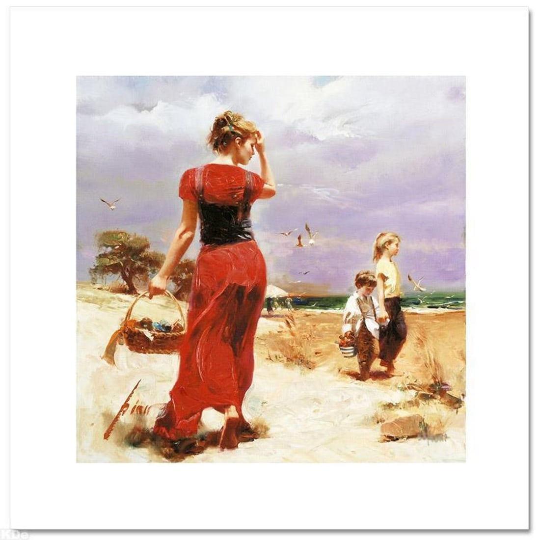 Pino (1939-2010), "Seaside Gathering" Limited Edition on Canvas, Numbered and Hand Signed with: Seaside Gathering is a limited edition giclee on canvas by Pino (1939-2010), numbered and hand signed by the artist. Includes Certificate of Authenticity. Measures approx. 12" x 12" (image). Reference