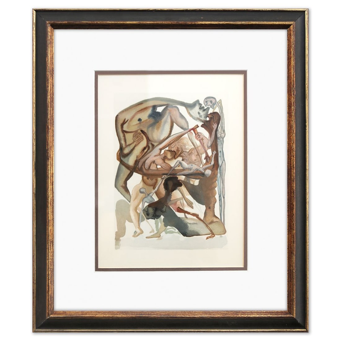 Salvador Dali- Original Color Woodcut on B.F.K. Rives Paper "Inferno 4" (1 of 2)
