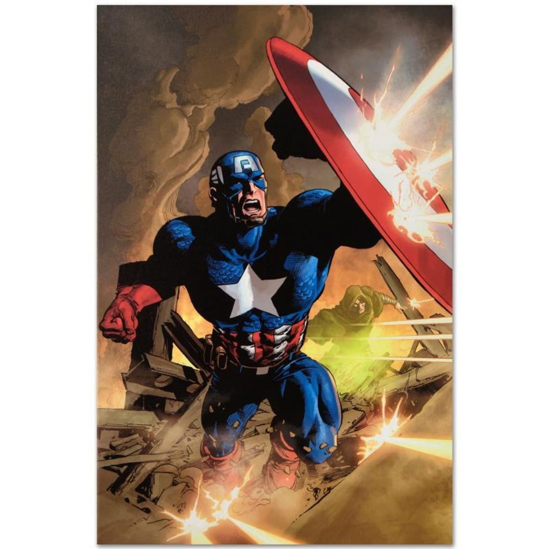 Marvel Comics "Secret Avenger #12" Numbered Limited Edition Giclee on Canvas by Mike Deodato Jr.: A piece of comic book history, this limited edition, from original art by Mike Deodato Jr., depicts a heroic Captain America. Brazilian artist Mike Deodato Jr. has become an enduring fan favorite, wor