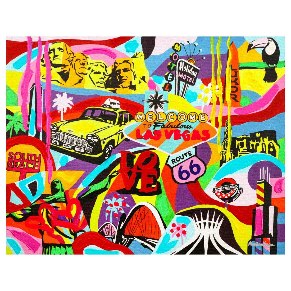 Nastya Rovenskaya- Original Mixed Media on Canvas "Casino Life": Artist: Nastya Rovenskaya. Medium: Original Mixed Media on Canvas. Title: Casino Life. Size: 16" x 20". Signature: Hand signed. Certificate of Authenticity: Is included. Reference#: 70971.