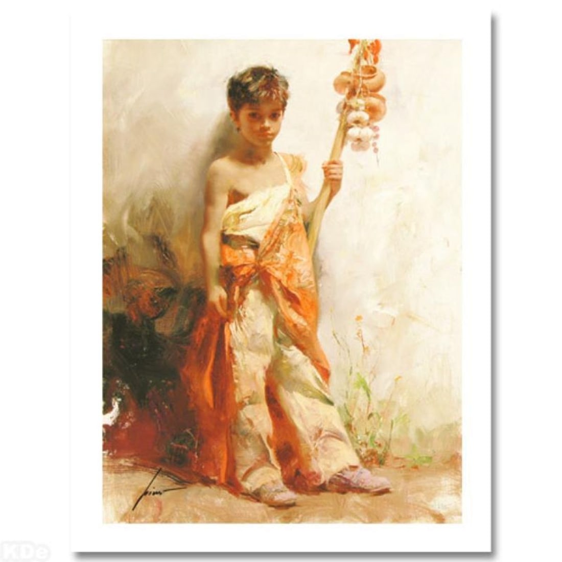 Pino (1939-2010) "The Young Peddler" Limited Edition Giclee. Numbered and Hand Signed; Certificate (1 of 1)