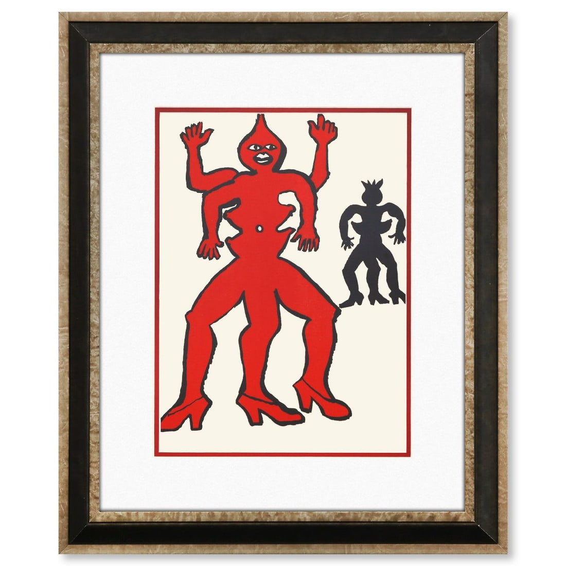 Alexander Calder- Lithograph "DLM212 - UNE FAMILLE DE LÃ€-BAS II": Artist: Alexander Calder. Medium: Lithograph. Title: DLM212 - UNE FAMILLE DE LÃ€-BAS II. Size: 15" x 11". Measures approx. 23" x 19" (framed). Certificate of Authenticity: Is included. Reference