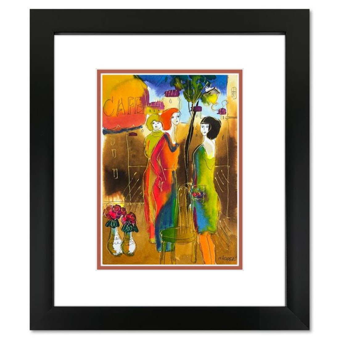 Moshe Leider, Framed Original Mixed Media Watercolor Painting, Hand Signed with Letter of (1 of 2)