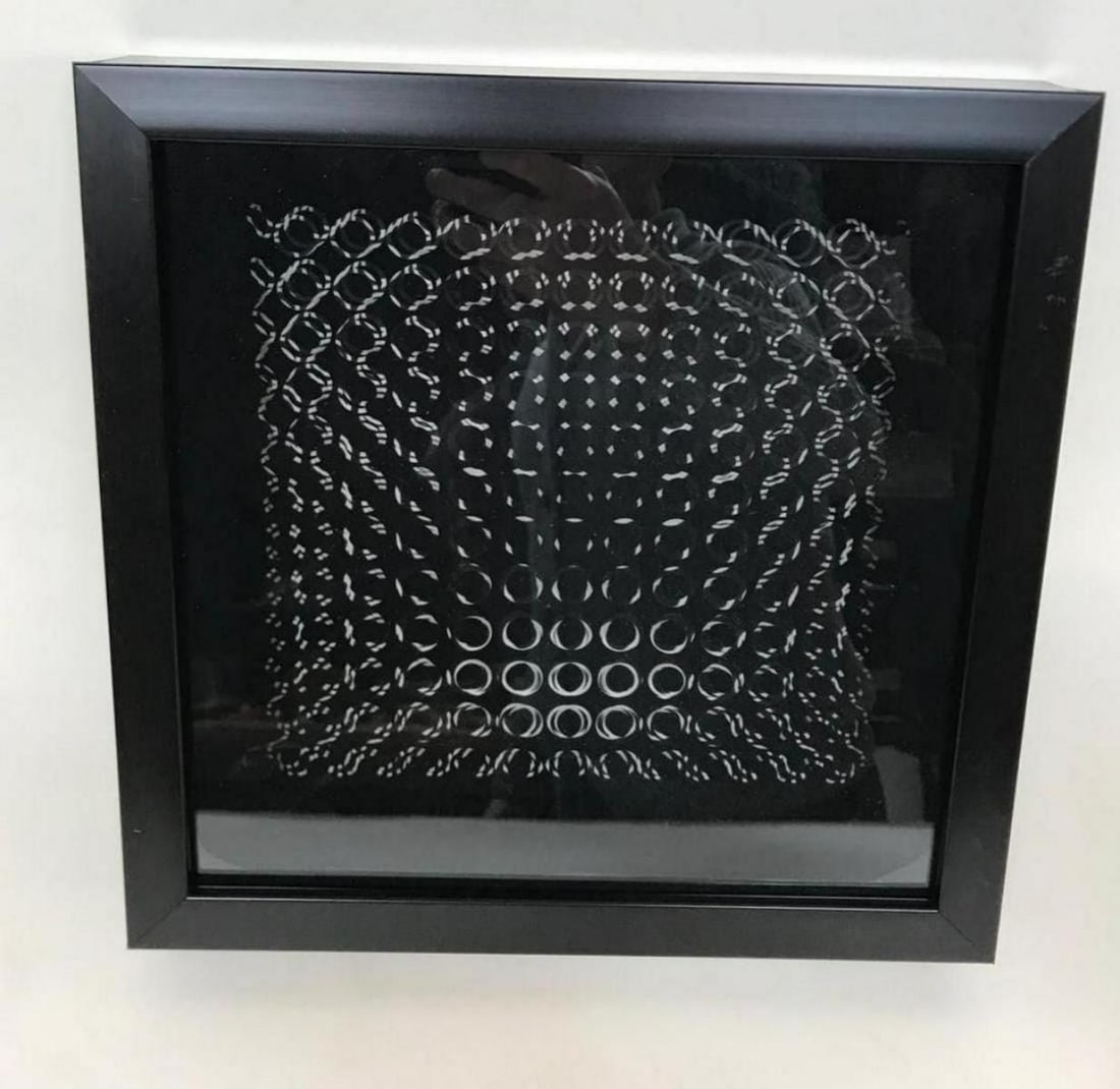 Victor Vasarely- 3D Wall Sculpture/object "Cinetiques": Artist: Victor Vasarely. Medium: 3D Wall Sculpture/object. Title: Cinetiques. Size: 11" x 10". Measures approx. 13" x 11" (framed). Certificate of Authenticity: Is included. Additional: Measures 11x13