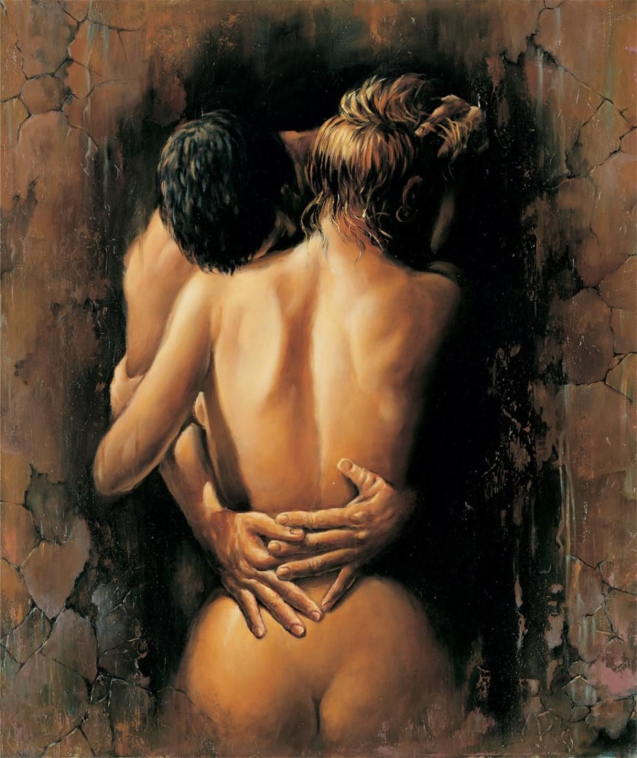 Igor Semeko- Original Giclee on Canvas "Hug": Artist: Igor Semeko. Medium: Original Giclee on Canvas. Title: Hug. Size: 24" x 20". Signature: Hand Signed by the Artist. Certificate of Authenticity: From the publisher. Reference#: 20978.