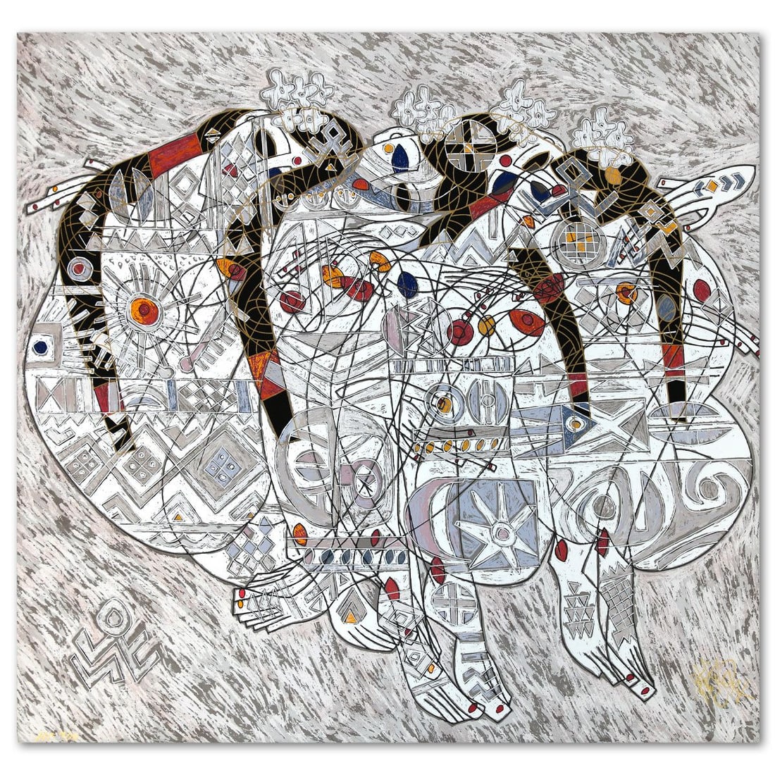 Jian Tie Feng- Silkscreen "Love": Artist: Jian Tie Feng. Medium: Silkscreen. Title: Love. Size: 20" x 21". Signature: Hand Signed and Numbered. Reference#: 80577.