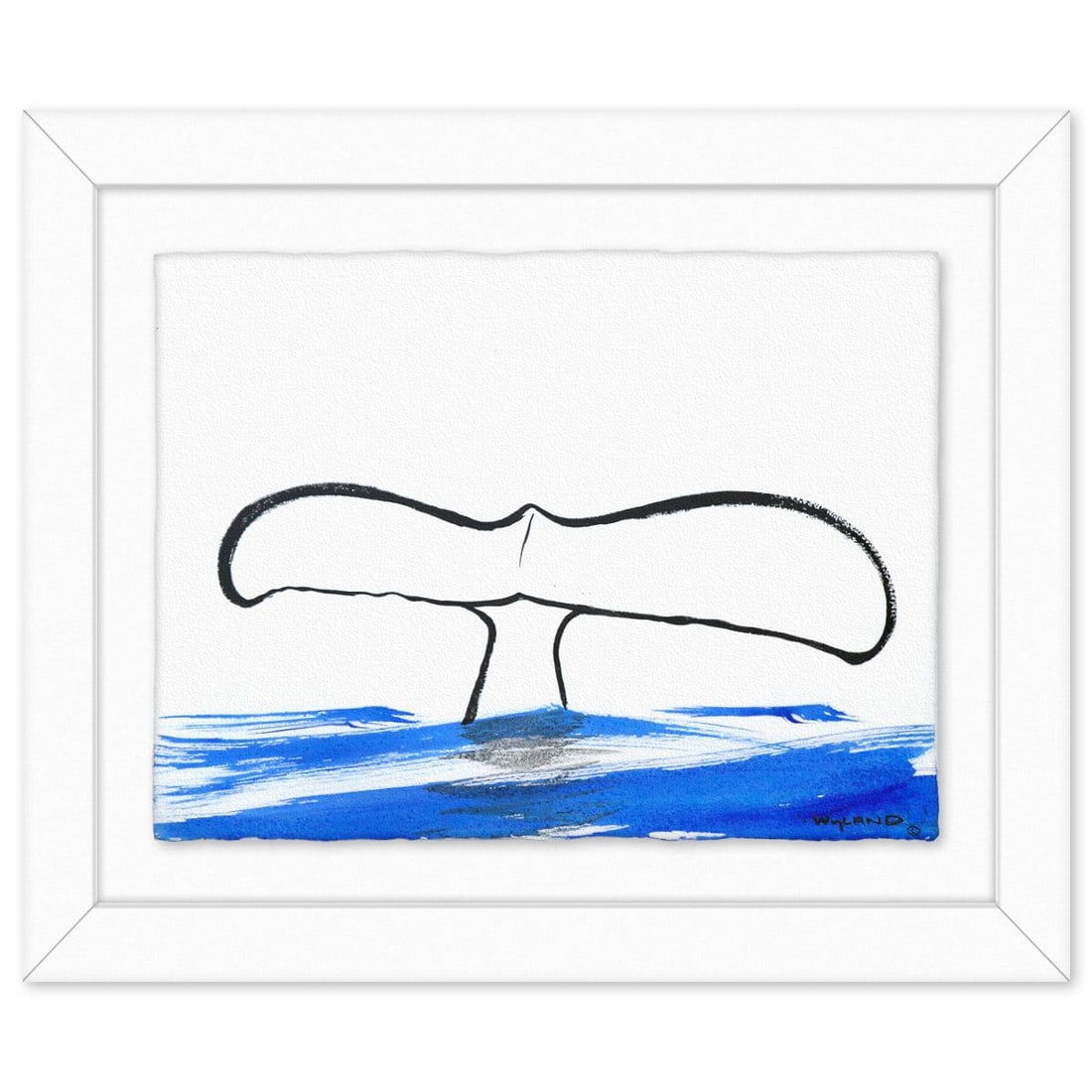 Wyland- Original Sumi Ink Painting "Whale Tail": Artist: Wyland. Medium: Original Sumi Ink Painting. Title: Whale Tail. Size: 23" x 30". Measures approx. 33" x 40" (framed). Signature: Hand signed by the artist. Certificate of Authenticity: Is inclu