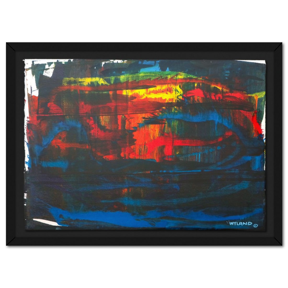 Wyland- Original Watercolor Painting on Deckle Edge Paper "Abstract": Artist: Wyland. Medium: Original Watercolor Painting on Deckle Edge Paper. Title: Abstract. Size: 29" x 42". Measures approx. 35" x 48" (framed). Signature: Hand signed by the artist. Certificate of A