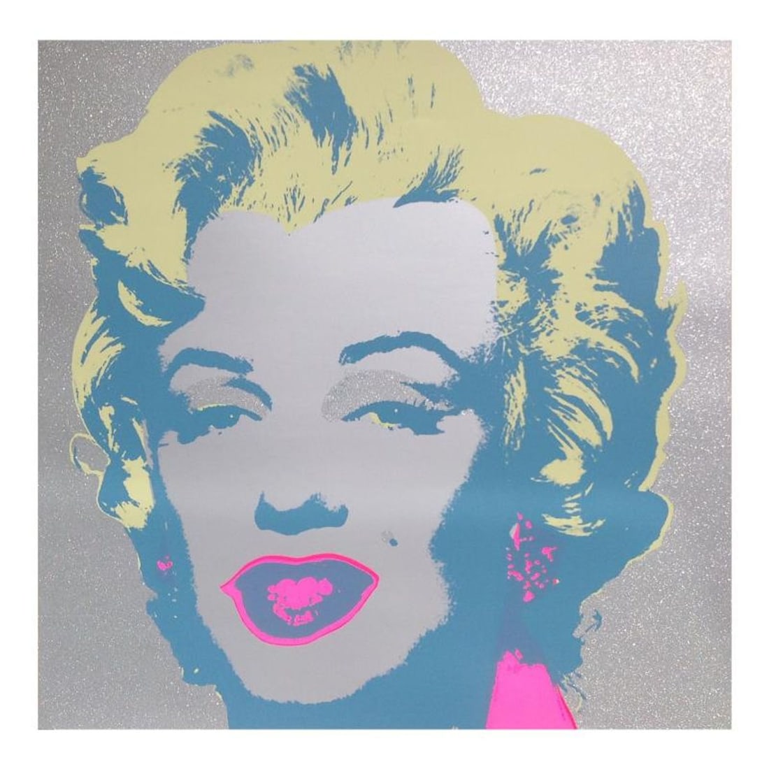 Andy Warhol "Diamond Dust Marilyn" Limited Edition Silk Screen Print from Sunday B Morning.: Diamond Dust Marilyn is a limited edition silk screen print on vellum paper from Sunday B Morning featuring the works of Andy Warhol. The piece is stamped in blue on the back with "Published by Sunday
