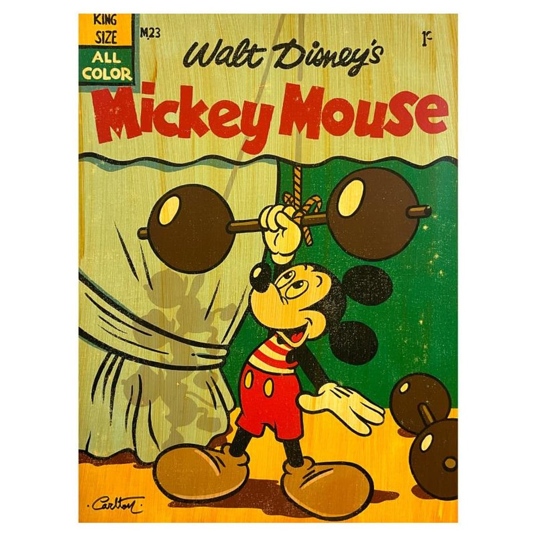 Trevor Carlton, "Muscle Mickey" Limited Edition on Canvas from Disney Fine Art, Numbered and Hand: Muscle Mickey is a limited edition giclee on canvas by Trevor Carlton, numbered and hand signed by the artist. This piece is licensed by Disney Fine Art. Includes Letter of Authenticity. Measures appr