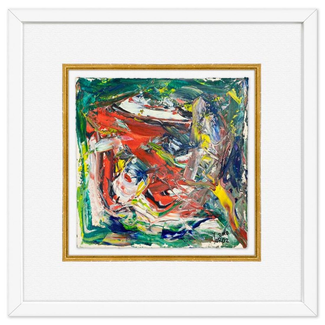 Yuroz, Framed Original Painting, Hand Signed with Letter of Authenticity.: This is an original painting on paper by Yuroz, hand signed by the artist. This piece comes custom framed on linen. Includes Letter of Authenticity. Measures approx. 18" x 18" (frame), 10" x 10" (imag