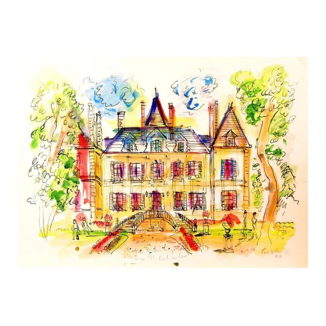 Wayne Ensrud, "Chateau Pichon Longueville Comtess de Lalande - 2" Mixed Media Original Artwork; Hand (1 of 2)