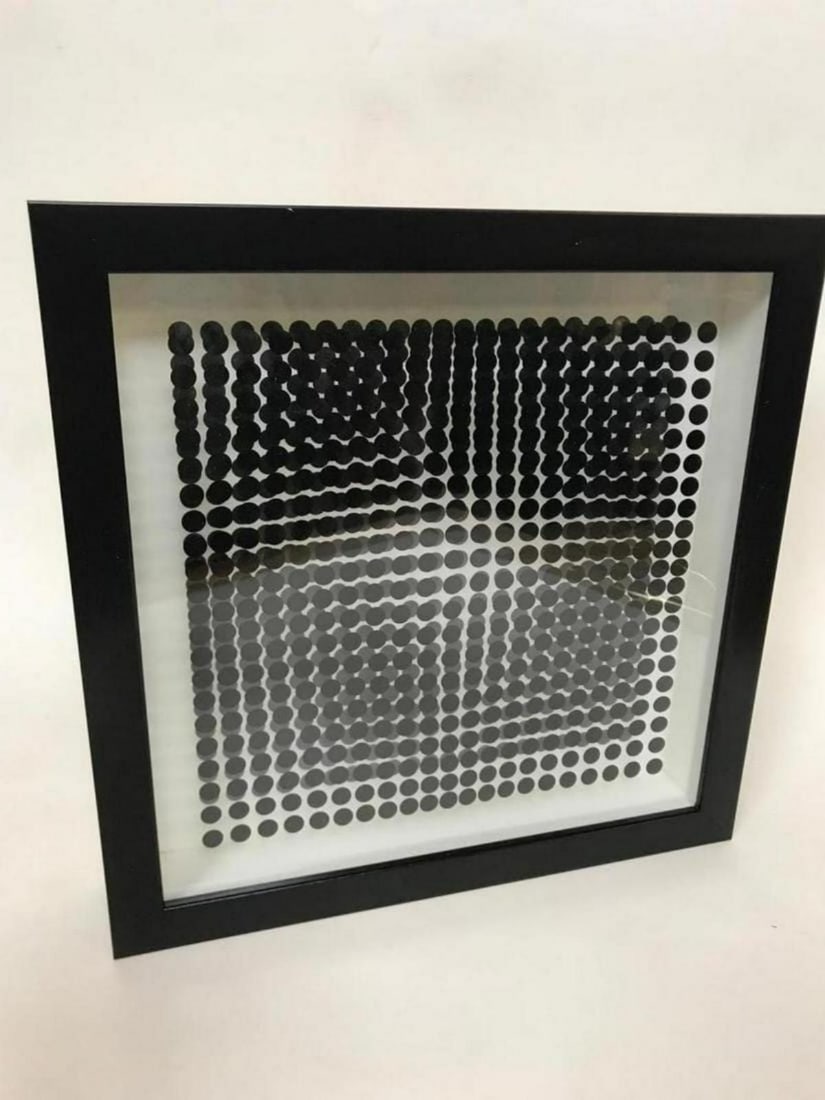 Victor Vasarely- 3D Wall Sculpture/object "Cinetiques": Artist: Victor Vasarely. Medium: 3D Wall Sculpture/object. Title: Cinetiques. Size: 11" x 10". Measures approx. 13" x 11" (framed). Certificate of Authenticity: Is included. Additional: Measures 11x13
