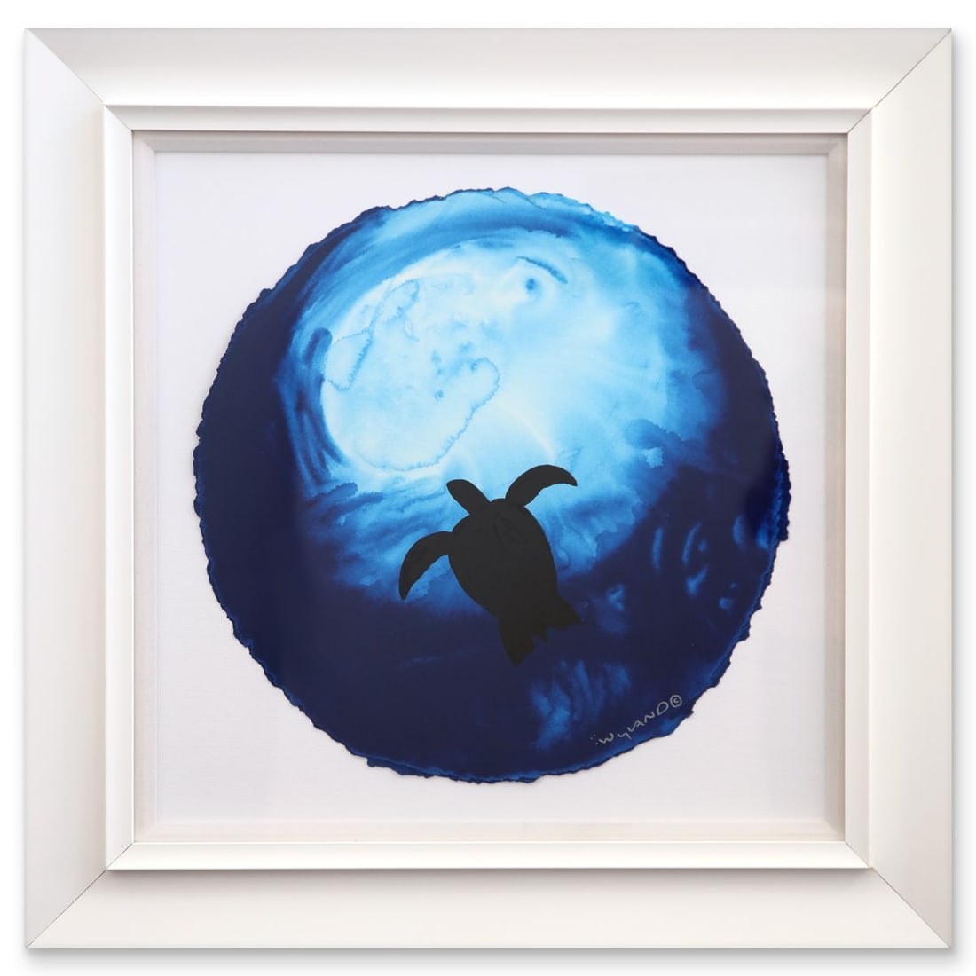 Wyland- Original Watercolor Painting on Deckle Edge Paper "Floating to the Surface": Artist: Wyland. Medium: Original Watercolor Painting on Deckle Edge Paper. Title: Floating to the Surface. Size: 19" x 19". Measures approx. 30" x 30" (framed). Signature: Hand signed. Certificate of 