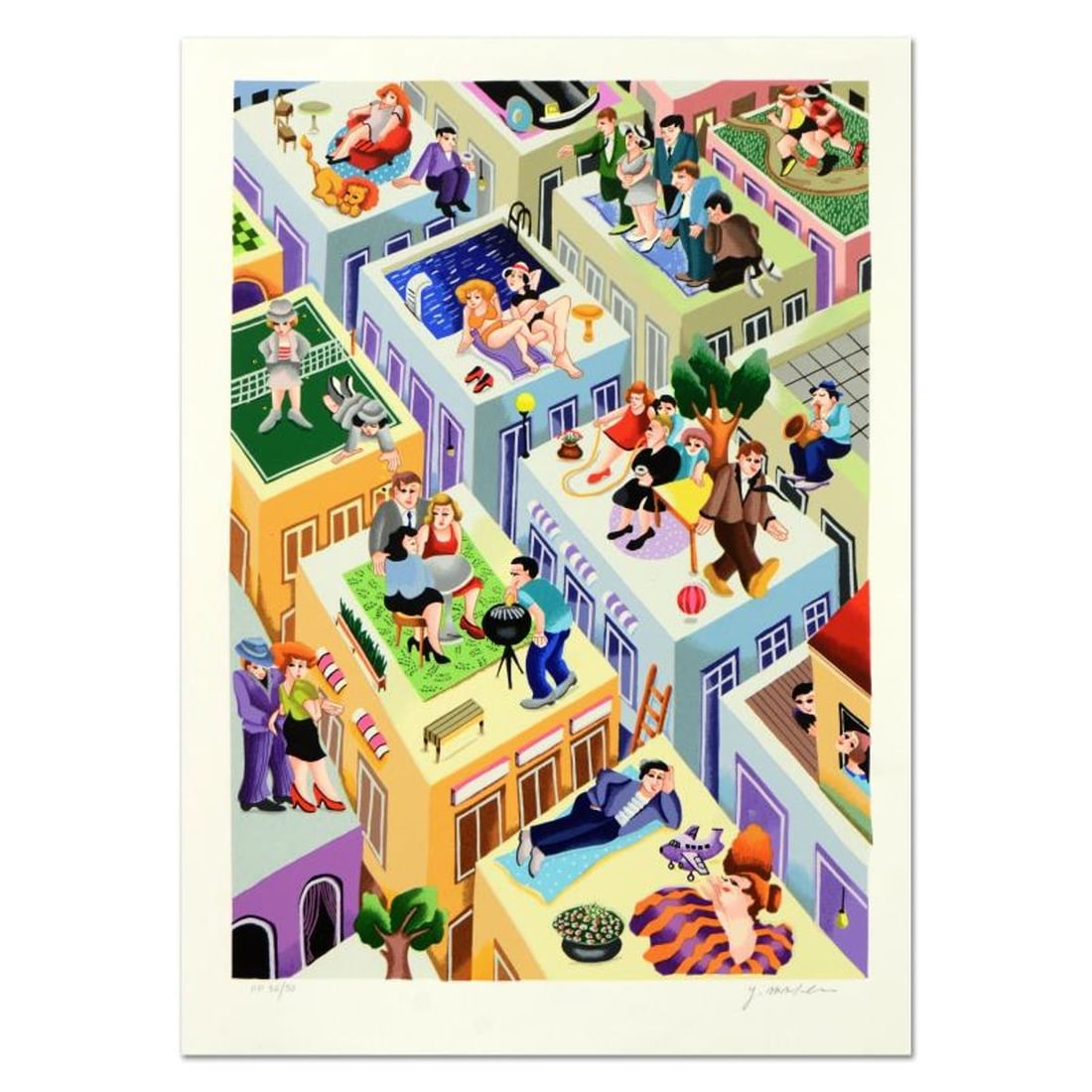Yuval Mahler, "Escaping the Fire" Limited Edition Serigraph, Numbered and Hand Signed with Letter of: Escaping the Fire is a limited edition serigraph on paper, numbered and hand signed by Yuval Mahler. Includes Letter of Authenticity. Measures approx. 18.5" x 24.5" (image). Reference#: 91694.