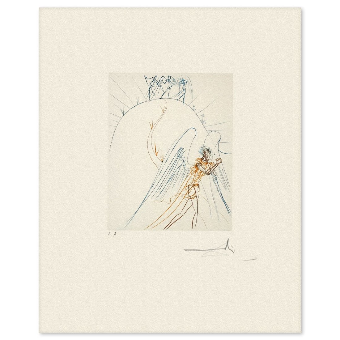 Salvador Dali- Etching "The Flight of Satan": Artist: Salvador Dali. Medium: Etching. Title: The Flight of Satan. Size: 22" x 18". Signature: Hand signed and numbered. Reference#: 74713.