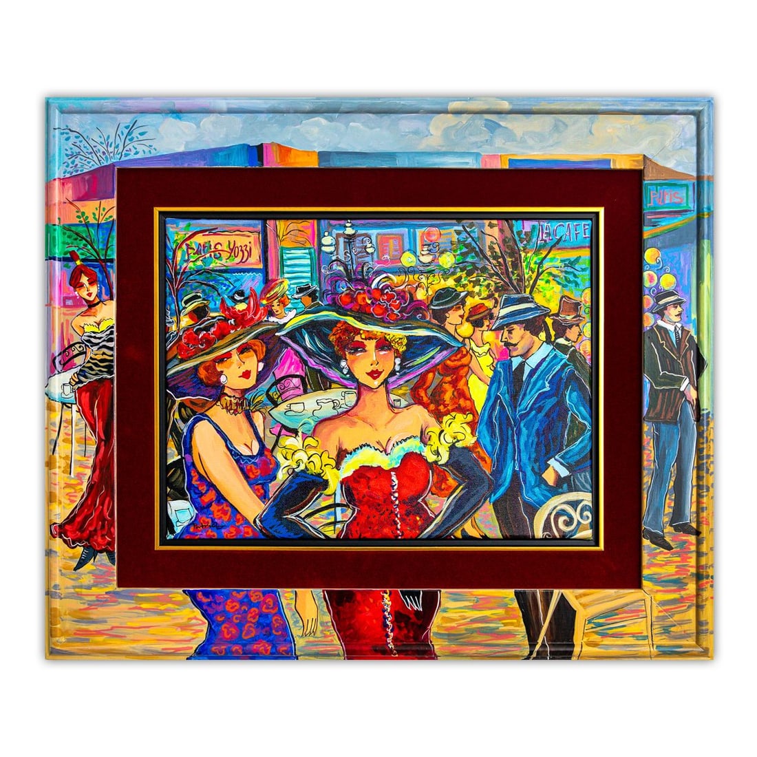 Patricia Govezensky- Original Acrylic with Hand Painted Frame "Radiance in Motion": Artist: Patricia Govezensky. Medium: Original Acrylic with Hand Painted Frame. Title: Radiance in Motion. Size: 12" x 16". Measures approx. 21" x 25" (framed). Signature: Hand Signed by the Artist. Ce