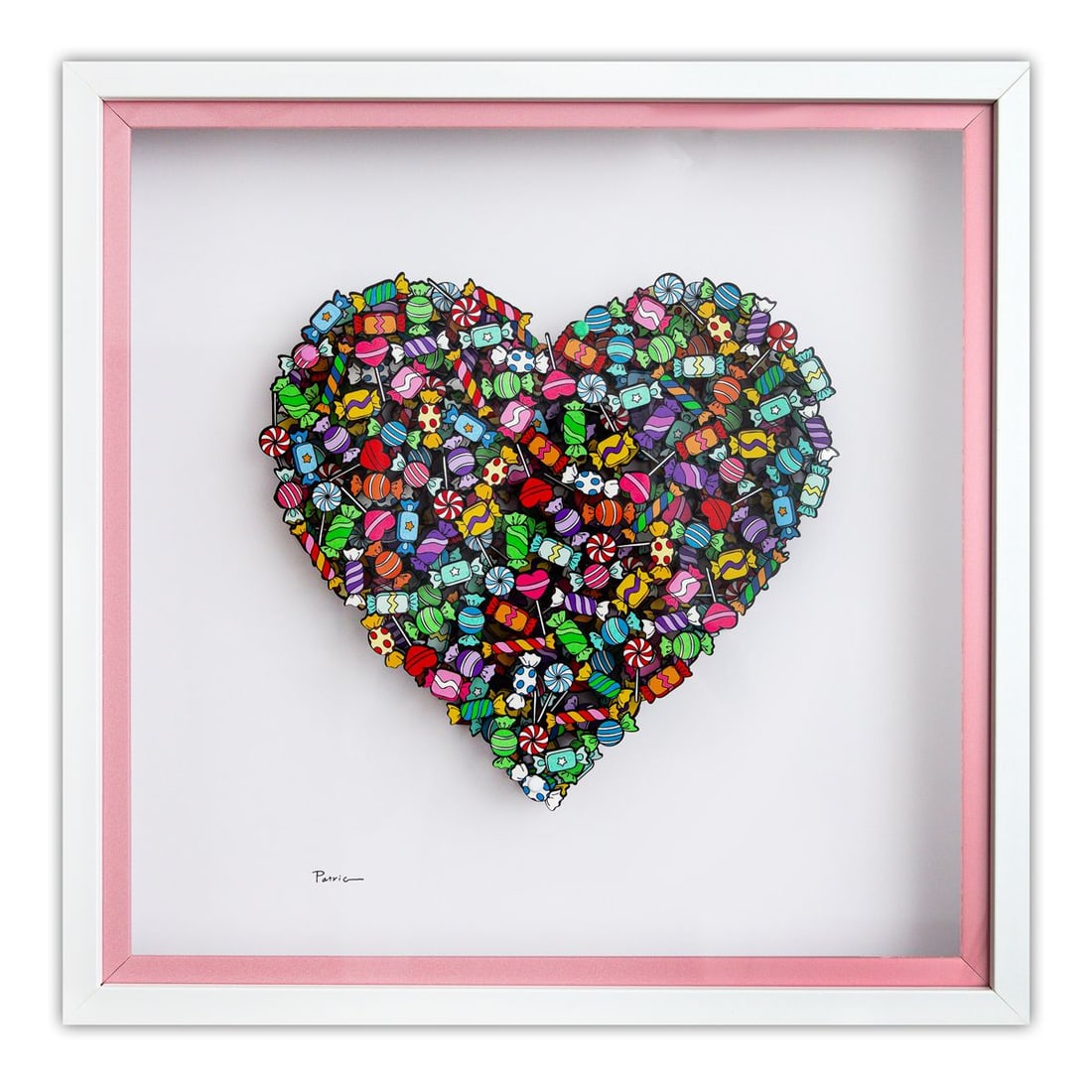 Patricia Govezensky- 3D Multilayered Woodcut "Love is Sweet": Artist: Patricia Govezensky. Medium: 3D Multilayered Woodcut. Title: Love is Sweet. Size: 12" x 12". Measures approx. 20" x 20" (framed). Signature: Hand Signed by the artist. Certificate of