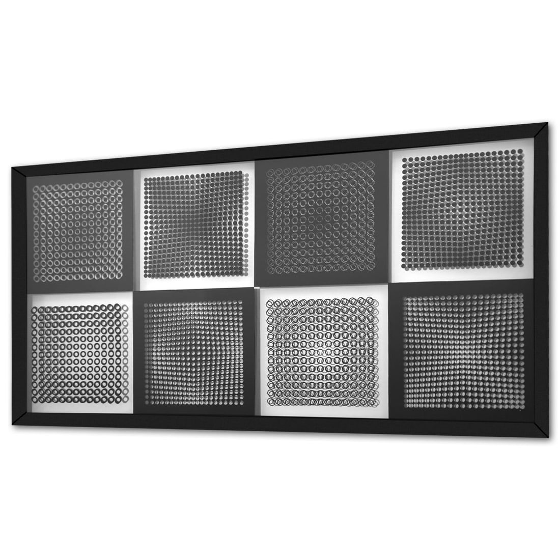Victor Vasarely (1908-1997)- Mixed Media "Serie Cinetique: Trois Dimensions de l'Optique": Artist: Victor Vasarely (1908-1997). Medium: Mixed Media. Title: Serie Cinetique: Trois Dimensions de l'Optique. Size: 21" x 42". Measures approx. 23" x 44" (framed). Certificate of Authenticity: Is i