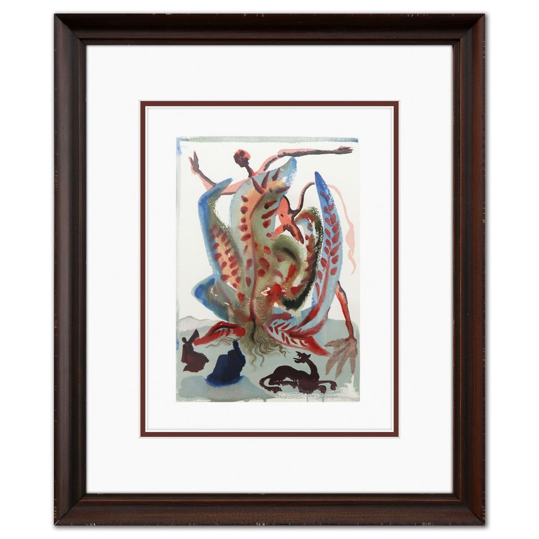 Salvador Dali- Original Color Woodcut on B.F.K. Rives Paper "Purgatory 23": Artist: Salvador Dali. Medium: Original Color Woodcut on B.F.K. Rives Paper. Title: Purgatory 23. Size: 13" x 10". Measures approx. 19" x 16" (framed). Certificate of Authenticity: Is included. Additi
