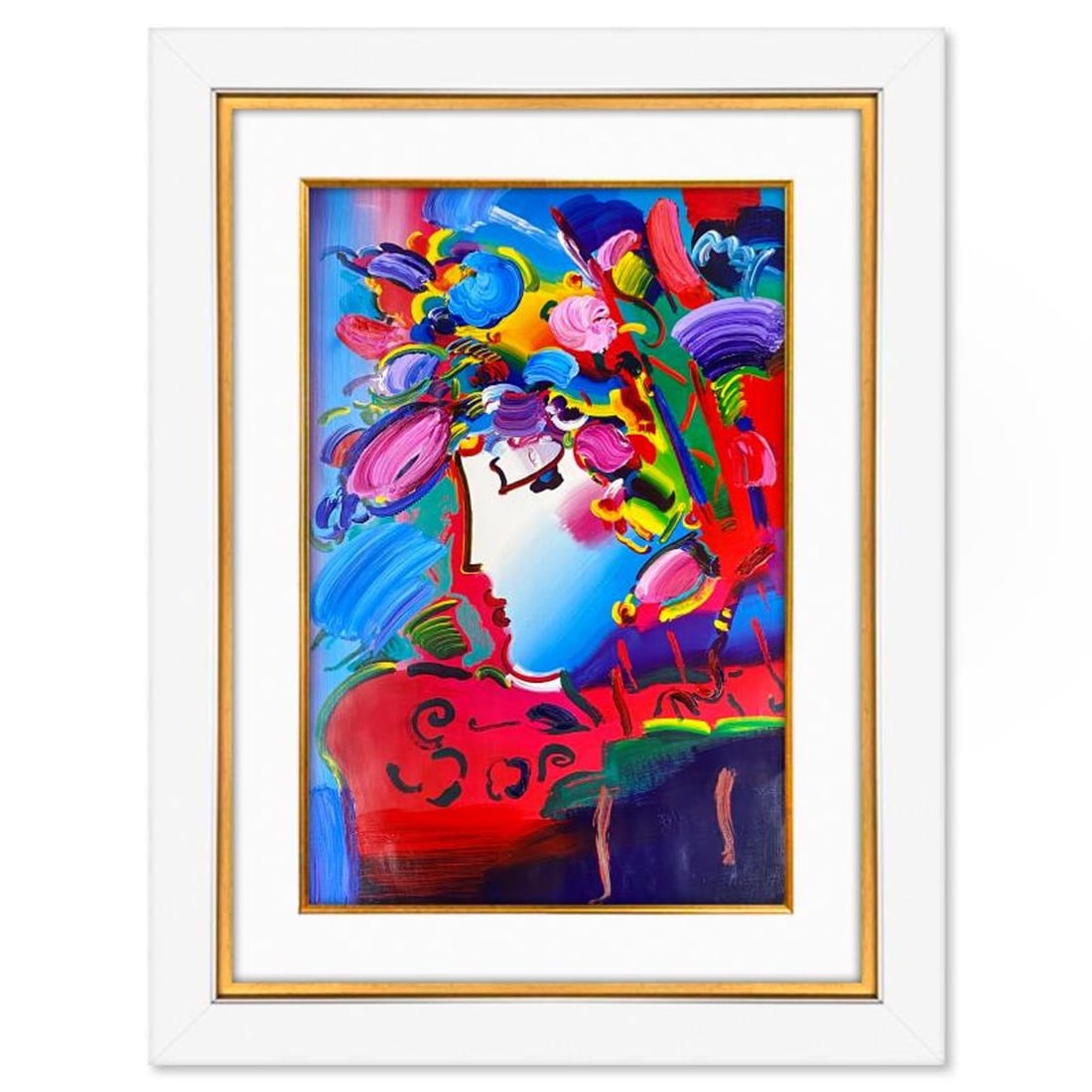 Peter Max, "Blushing Beauty" Framed One-of-a-Kind Mixed Media, Hand Signed with Registration Number (1 of 2)