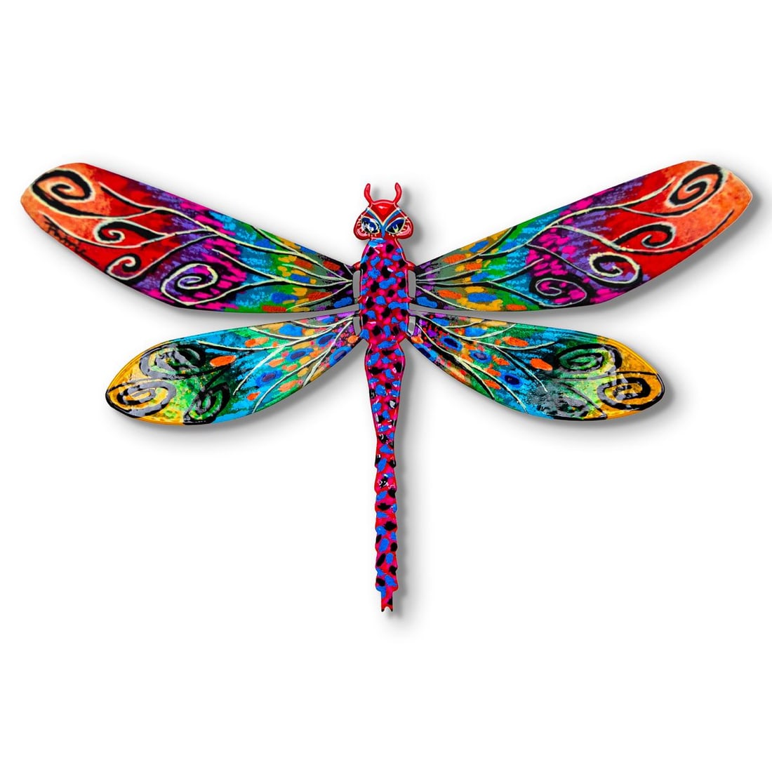 Patricia Govezensky- Original Painting on Cutout Steel "Dragonfly": Artist: Patricia Govezensky. Medium: Original Painting on Cutout Steel. Title: Dragonfly. Size: 7.5" x 12". Signature: Hand Signed by the artist. Certificate of Authenticity: Is included. Reference#: 