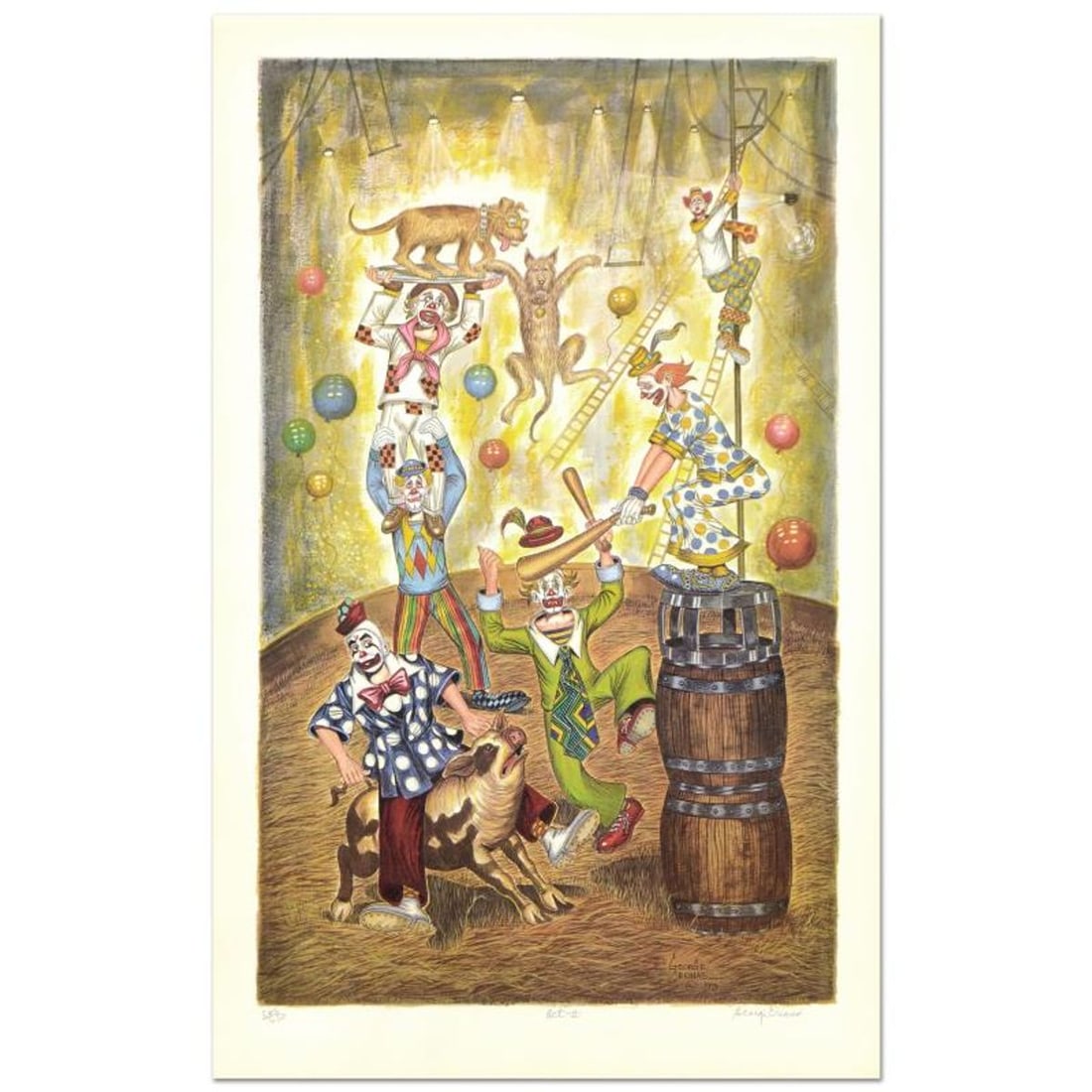 George Crionas (1925-2004), "Act II" Limited Edition Lithograph, Numbered and Hand Hand Signed with: Act II is a limited edition lithograph on paper by George Crionas (1925-2004), numbered and hand signed by the artist. Includes Letter of Authenticity. There may be creases and wear on the corners and
