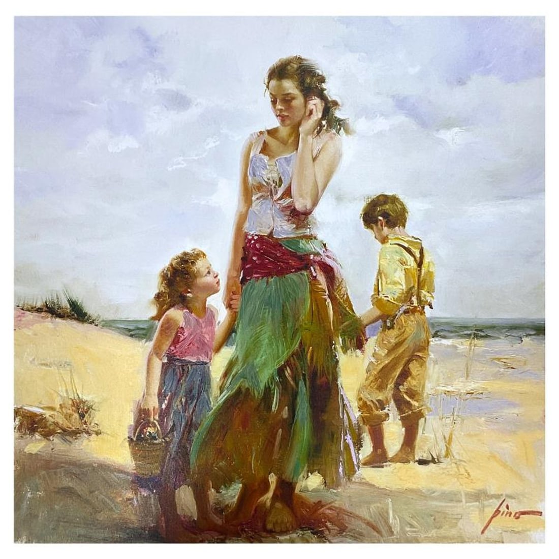 Pino (1939-2010) "Golden Afternoon" Hand Embellished Limited Edition on Canvas, Numbered and Hand: Golden Afternoon is an hand embellished limited edition giclee on canvas by Pino (1939-2010), numbered and hand signed by the artist. Includes Certificate of Authenticity. Measures approx. 30" x 30" (