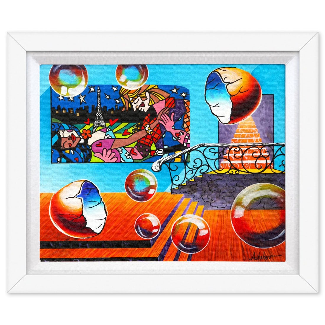 Alexander Astahov- Original Oil on Canvas "Playful Worlds": Artist: Alexander Astahov. Medium: Original Oil on Canvas. Title: Playful Worlds. Size: 16" x 20". Measures approx. 21" x 25" (framed). Signature: Hand signed by the artist. Certificate of Authenticit