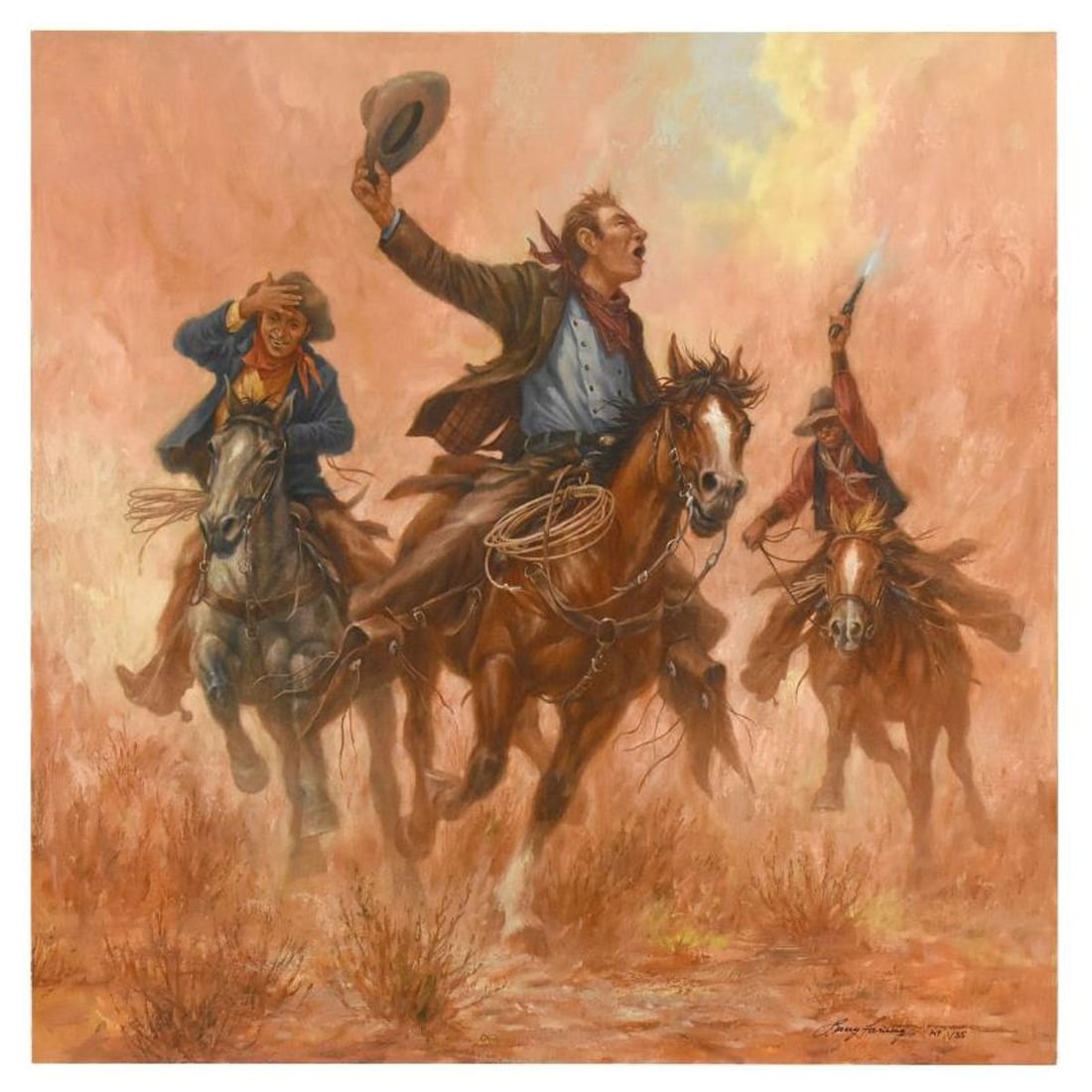 Larry Fanning (1938-2014), "Off To See The Elephant" Limited Edition on Canvas, AP Numbered and Hand: Off To See The Elephant is a limited edition giclee on canvas by Larry Fanning (1938-2014), AP numbered and hand signed by the artist. Includes Letter of Authenticity. Measures approx. 23.5" x 23.5" (