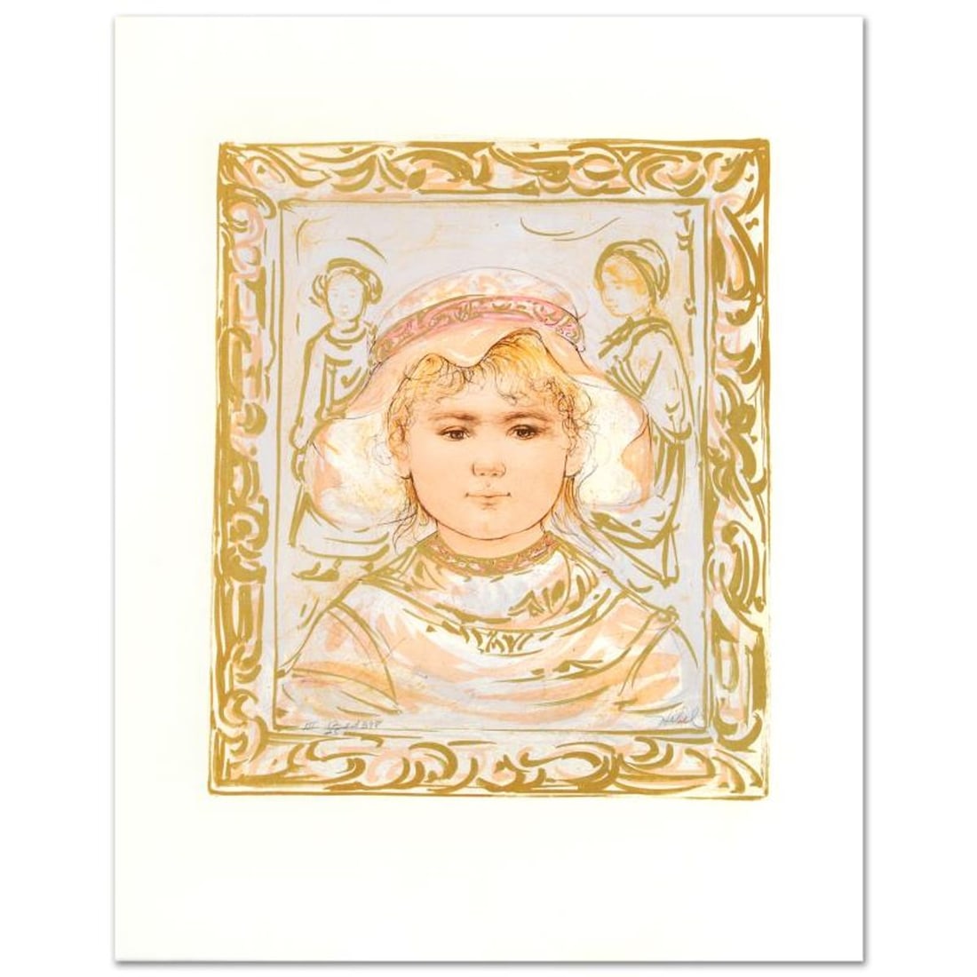 Martha Limited Edition Lithograph by Edna Hibel (1917-2014), Numbered and Hand Signed with: Martha is a limited edition lithograph on paper, numbered and hand signed by Edna Hibel (1917-2014). Includes Certificate of Authenticity! Measures approx. 18" x 22.5" (with border), 13" x 15.5" (imag