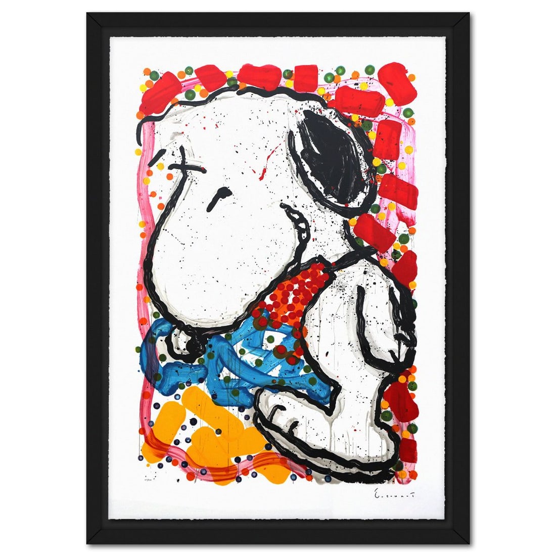 Tom Everhart- Hand Pulled Original Lithograph "Hip Hop Hound": Artist: Tom Everhart. Medium: Hand Pulled Original Lithograph. Title: Hip Hop Hound. Size: 52" x 36". Measures approx. 57" x 41" (framed). Signature: Hand signed and numbered. Certificate of Authentic
