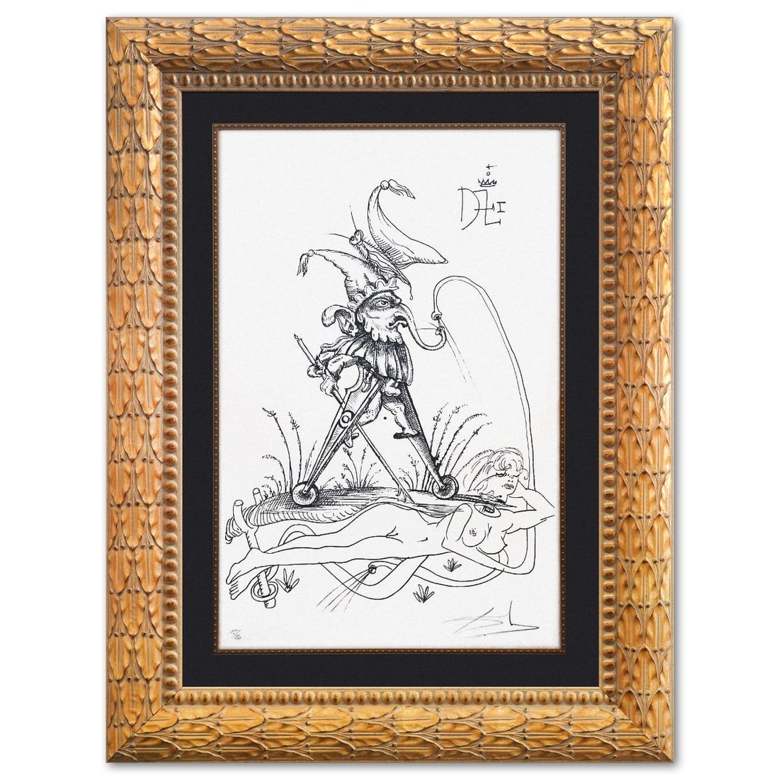 Salvador Dali- Original Lithograph from Gouache and Collage "Les Songes Drolatiques de Pantagruel": Artist: Salvador Dali. Medium: Original Lithograph from Gouache and Collage. Title: Les Songes Drolatiques de Pantagruel. Size: 29" x 19". Measures approx. 42" x 32" (framed). Signature: Hand signed