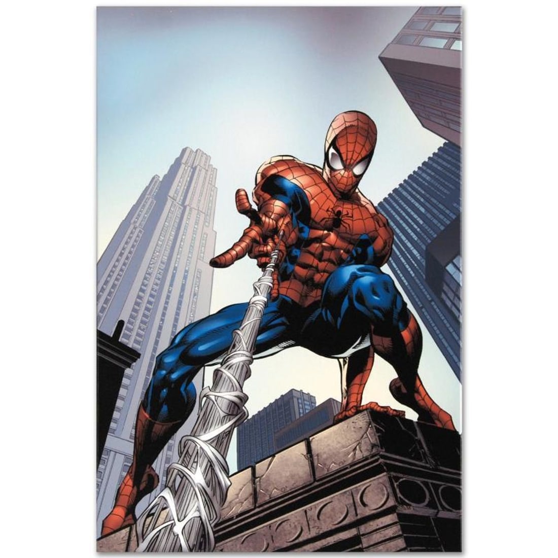 Marvel Comics "Amazing Spider-Man #520" Numbered Limited Edition Giclee on Canvas by Mike Deodato: A piece of comic book history, this limited edition, from original art by Mike Deodato Jr., depicts a heroic Spider-Man. Brazilian artist Mike Deodato Jr. has become an enduring fan favorite, working