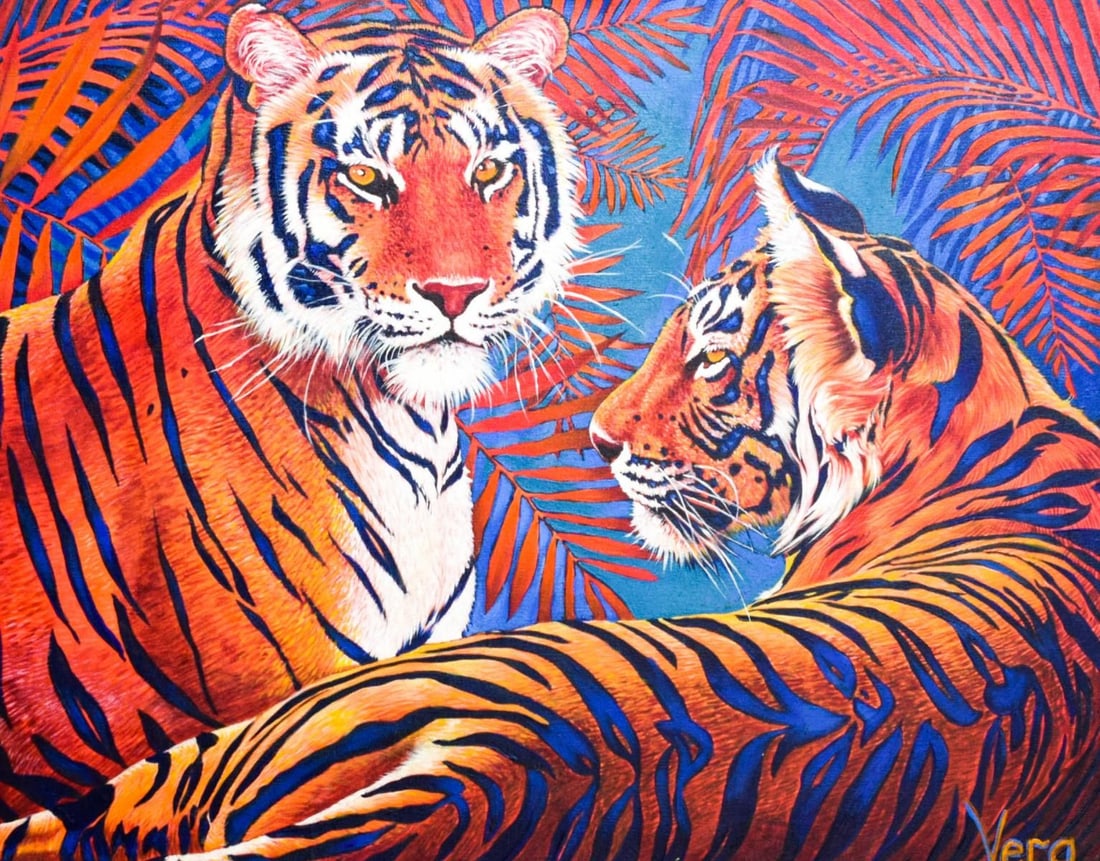 Vera V. Goncharenko- Original Giclee on Canvas "Camouflage": Artist: Vera V. Goncharenko. Medium: Original Giclee on Canvas. Title: Camouflage. Size: 24" x 30". Signature: Hand Signed by the Artist. Certificate of Authenticity: From the publisher. Reference#: 2