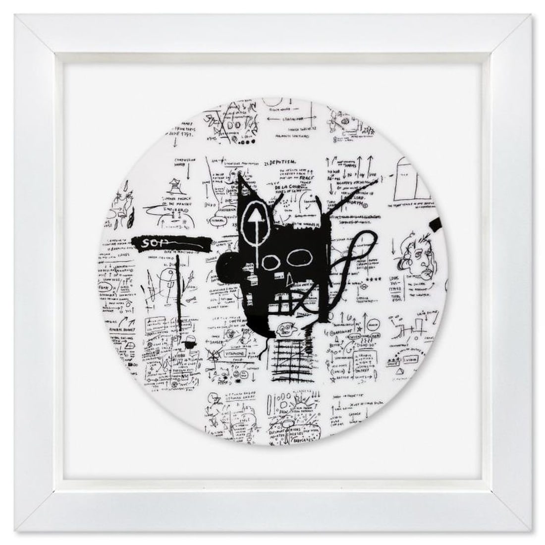 Jean-Michel Basquiat (1960-1988), "Untitled (Return of the Central Figure) 1983" Framed Limoges (1 of 2)