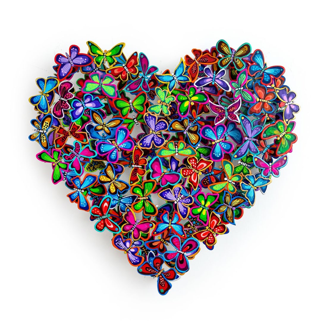 Patricia Govezensky- Original Painting on Cutout Steel "Love in Paradise (Mini Series)": Artist: Patricia Govezensky. Medium: Original Painting on Cutout Steel. Title: Love in Paradise (Mini Series). Size: 16" x 17.5". Signature: Hand Signed by the artist. Certificate of Authenticity: Is 