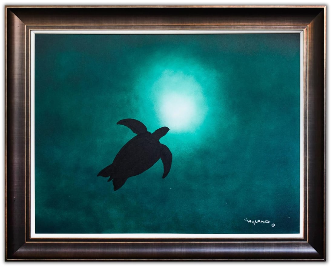 Wyland- Original Painting on Canvas "Sea Turtle": Artist: Wyland. Medium: Original Painting on Canvas. Title: Sea Turtle. Size: 30" x 40". Measures approx. 38" x 48" (framed). Signature: Hand Signed by the artist. Certificate of Authenticity: Is incl