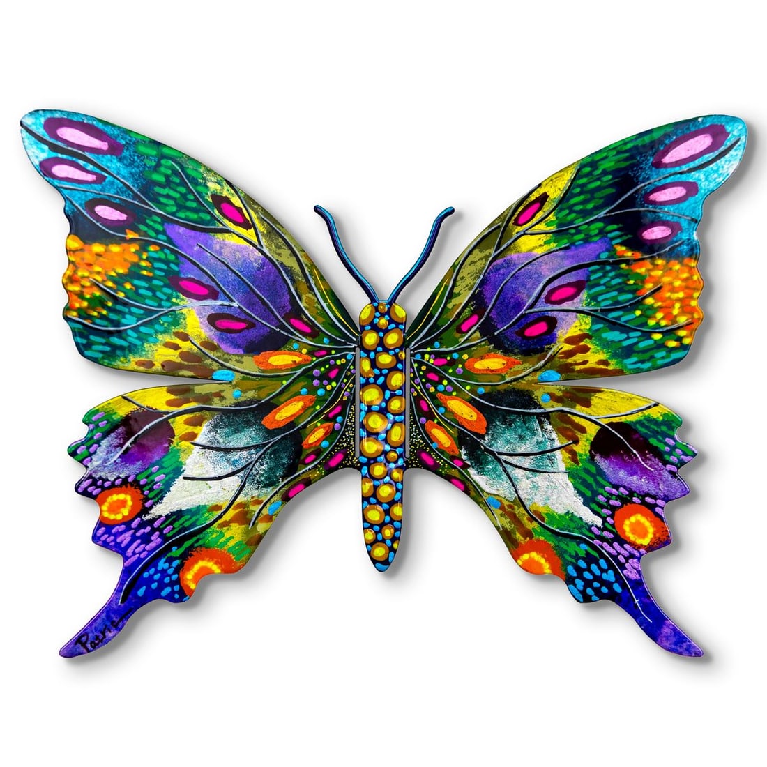Patricia Govezensky- Original Painting on Cutout Steel "Butterfly": Artist: Patricia Govezensky. Medium: Original Painting on Cutout Steel. Title: Butterfly. Size: 8.5" x 11.5". Signature: Hand Signed by the artist. Certificate of Authenticity: Is included.