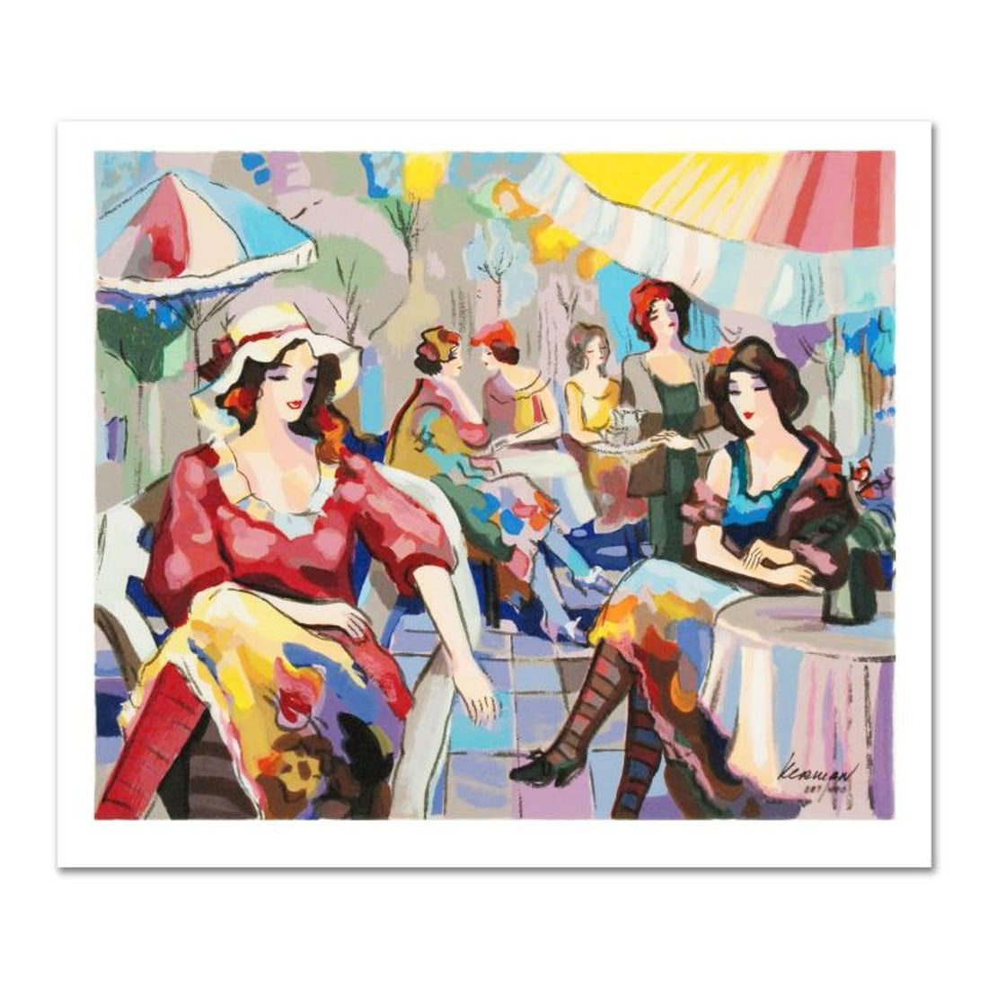 Michael Kerman, "Cafe" Limited Edition Serigraph, Numbered and Hand Signed with Certificate of: Cafe is a limited edition serigraph on paper, numbered and hand signed by Michael Kerman. Includes Certificate of Authenticity. Measures approx. 16" x 13.5" (border); 14.5" x 12" (image). Reference#: 