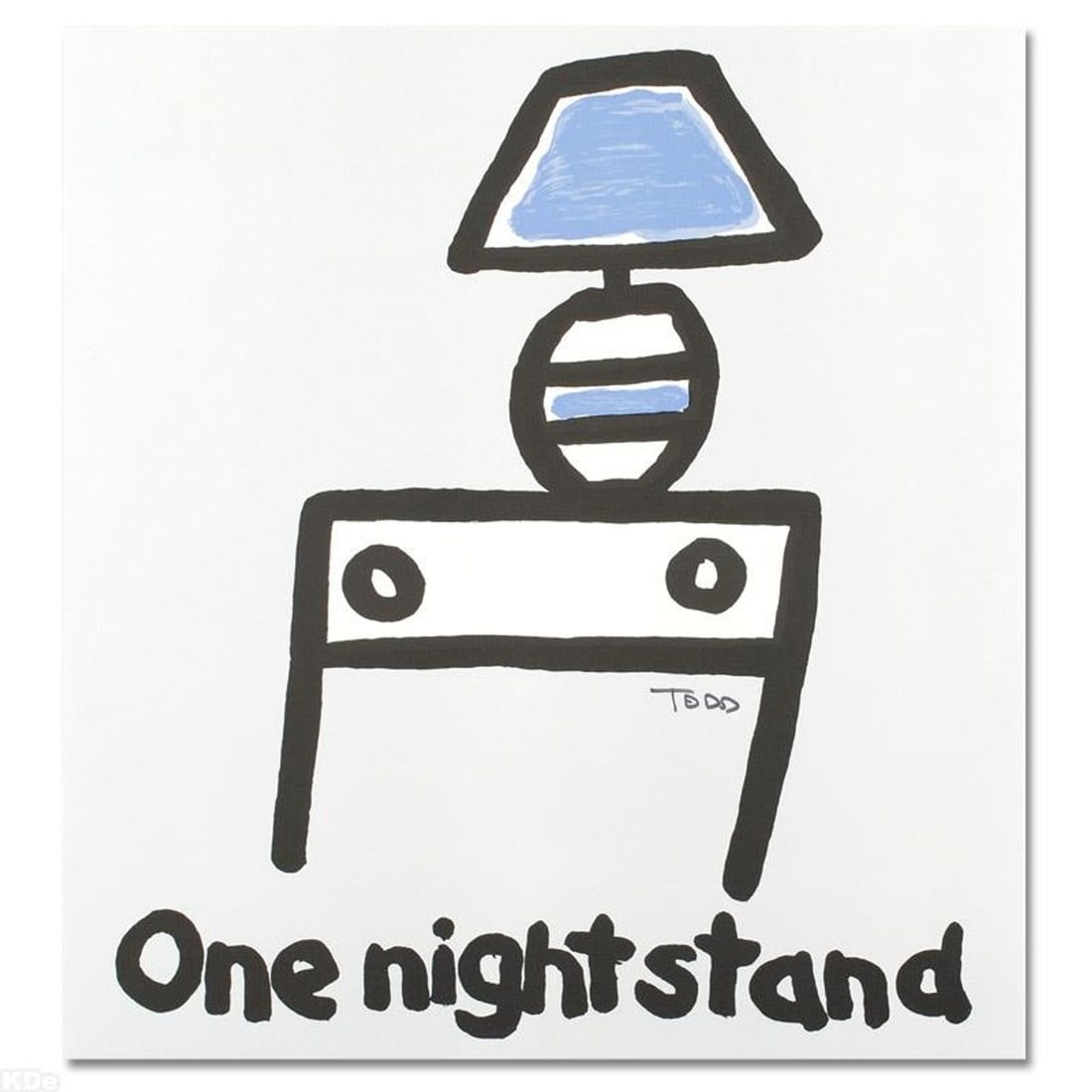 One Night Stand Limited Edition Lithograph by Todd Goldman, Numbered and Hand Signed with: Pop artist Todd Goldman is known all across the globe for his whip-smart and wickedly funny puns and pictures! "One Night Stand" is a limited edition lithograph on paper, numbered and hand signed by