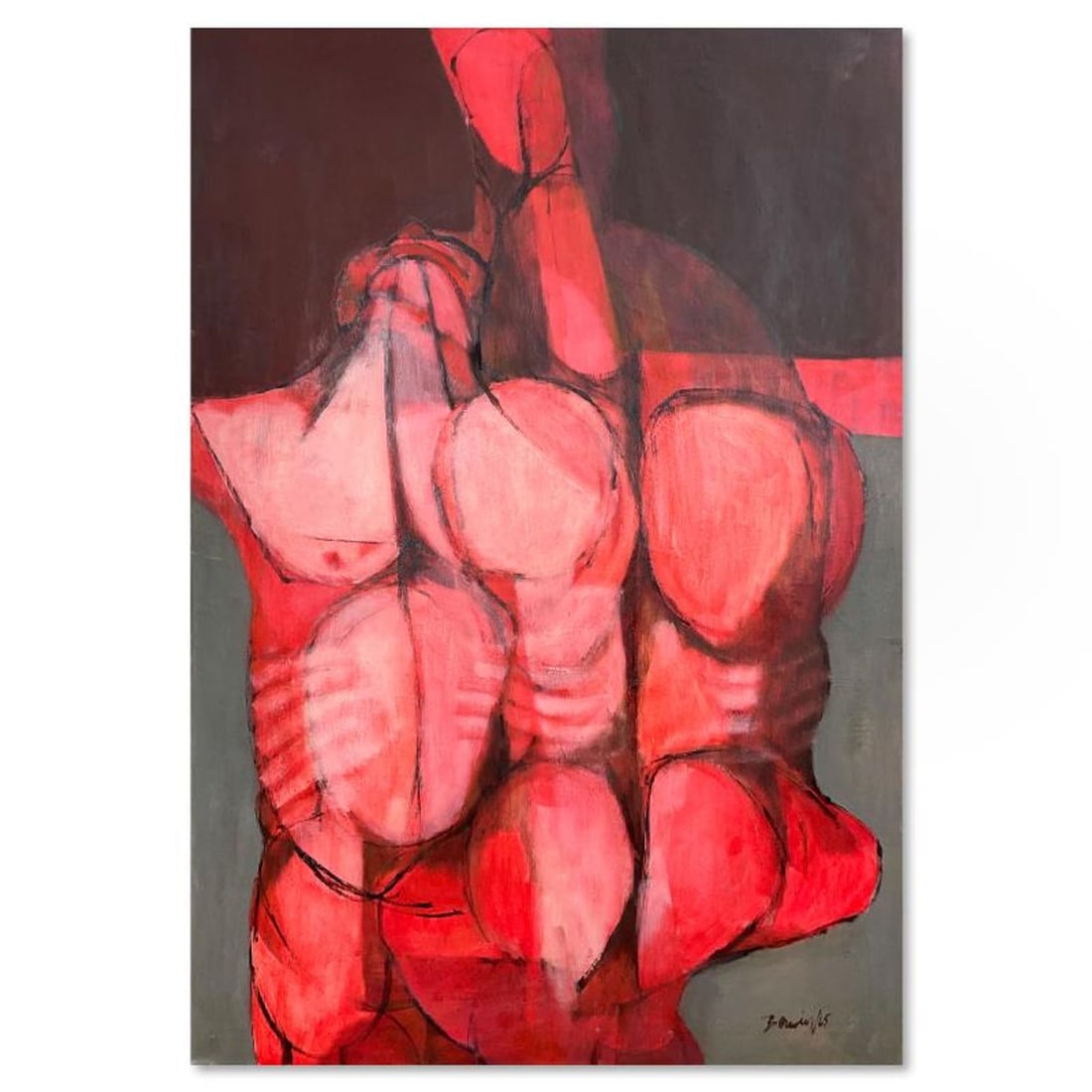Milton Berwin (1925-2023), Original Painting on Canvas (40" x 30"), Dated 1965 and Hand Signed with (1 of 2)