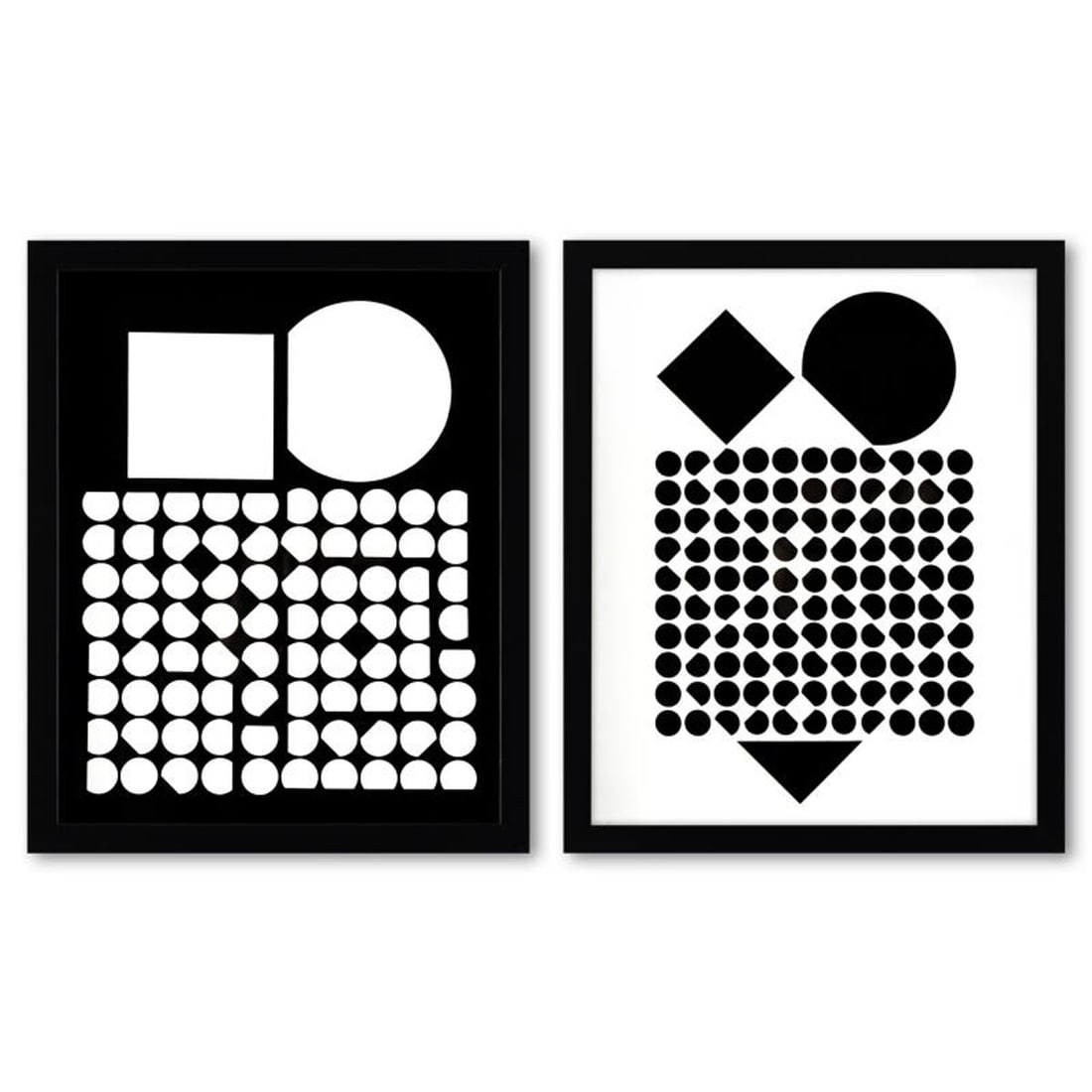 Victor Vasarely (1908-1997), "Cassiopee et Bellatrix de la serie Corpusculaires (Diptych)" Framed: Cassiopee et Bellatrix de la serie Corpusculaires (Diptych) is a set of heliogravure prints on paper, published in 1973, by Victor Vasarely (1908-1997). These pieces come custom framed, with a letter 