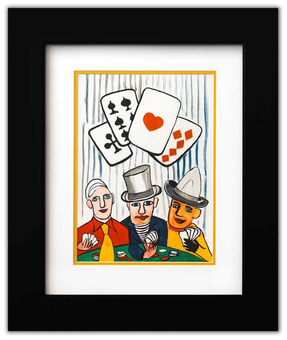 Alexander Calder- Lithograph "DLM212 - Joueurs de cartes I": Artist: Alexander Calder. Medium: Lithograph. Title: DLM212 - Joueurs de cartes I. Size: 15" x 11". Measures approx. 25" x 21" (framed). Certificate of Authenticity: Is included. Additional: Year : 19