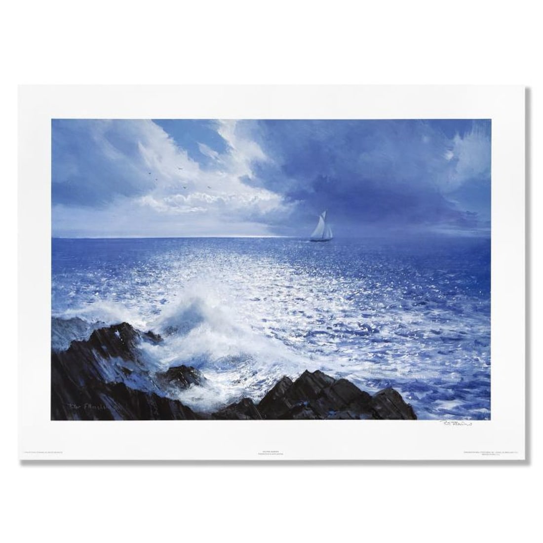 Peter Ellenshaw (1913-2007), "Solitary Mariner" Limited Edition Lithograph, Numbered and Hand Signed: Solitary Mariner is a limited edition lithograph on paper by Peter Ellenshaw (1913-2007), numbered and hand signed by the artist. Includes Letter of Authenticity. Measures approx. 26" x 18.5" (border)