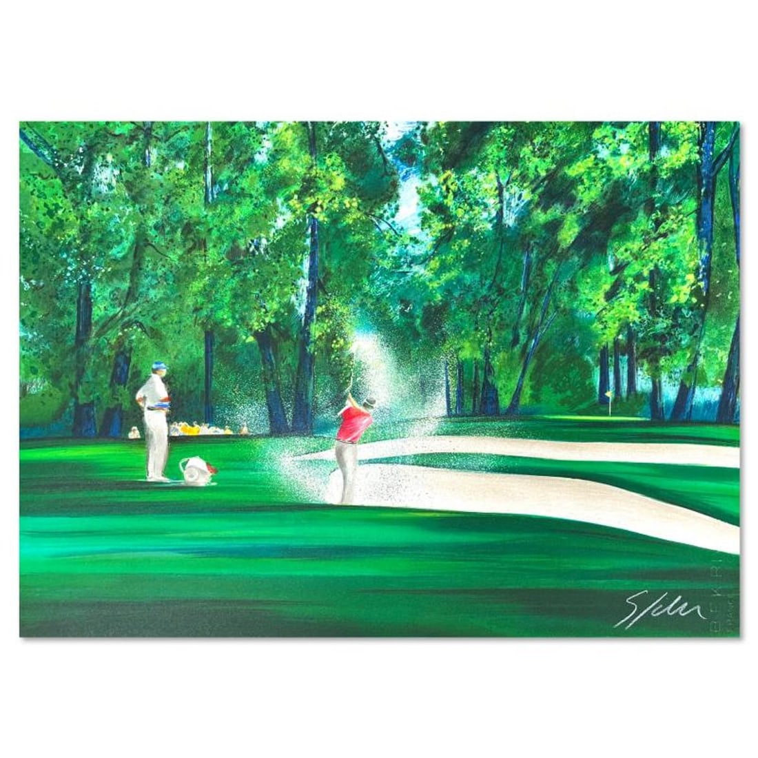 Victor Spahn, "Golf" hand signed limited edition lithograph with Certificate of Authenticity.: Golf is a limited edition lithograph on paper by Victor Spahn. Printed at Art-Lithographies workshop in Paris, the piece is hand signed by the artist and comes with a certificate of authenticity. Meas