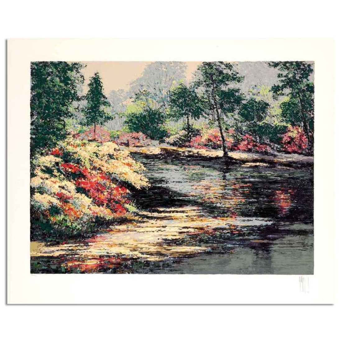 Mark King (1931-2014), "Fragrant Morning" Hand Signed Limited Edition Serigraph with Letter of: Fragrant Morning is a limited edition serigraph on paper by Mark King (1931-2014). Hand signed and numbered, this piece comes with a letter of authenticity and measures approximately 27" x 36" (image)