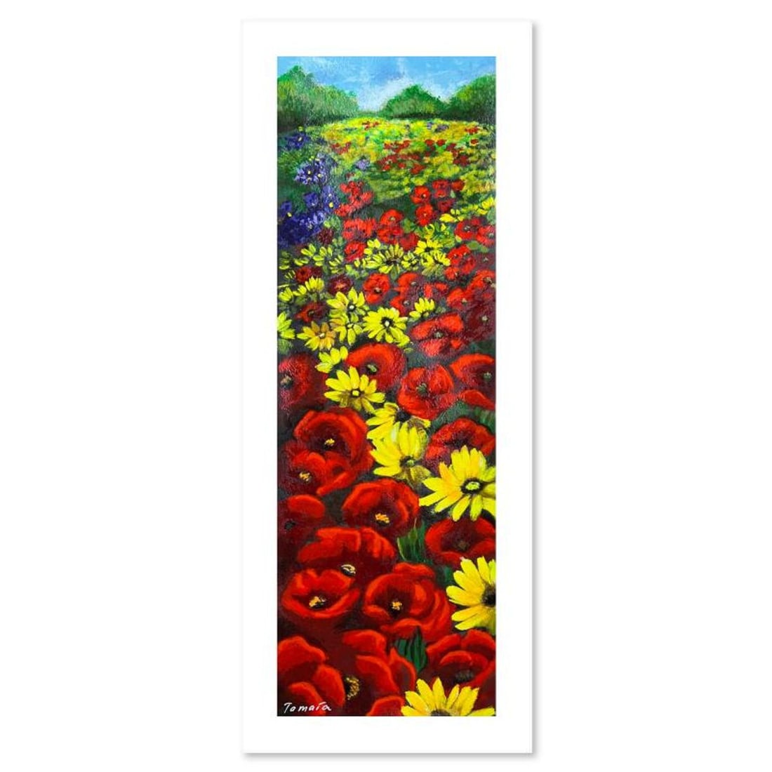 Tamara Spolianski, "Flower Landscape II" Hand Signed, Numbered Limited Edition Serigraph with Letter: Flower Landscape II is a limited edition serigraph on paper by Tamara Spolianski. The piece comes hand signed by the artist, numbered, and with a letter of authenticity. Measures approximately 25.5"