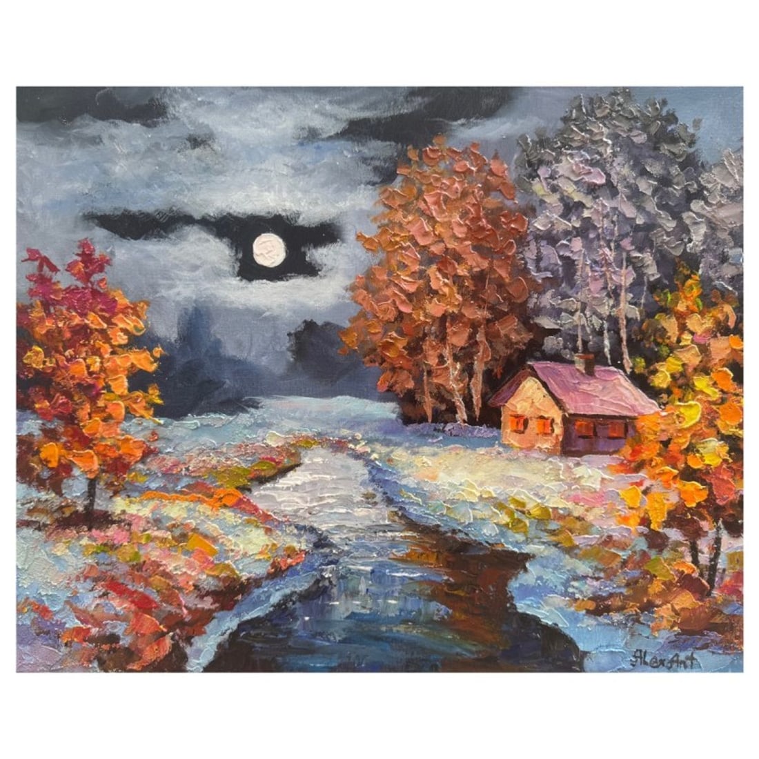 Alexander Antanenka, "Midnight Song" Hand Signed Original Painting on Canvas with Letter of (1 of 2)